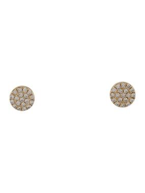 14k Gold Diamond Pavé Round Stud Earrings - Women Jewelry
